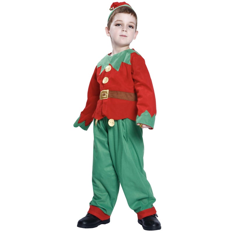 EraSpooky Elf Costume for Kids Boys Christmas Children's Costumes Outfit Set Santa Elf Costume Dress Up Funny Cosplay Party - Image 2